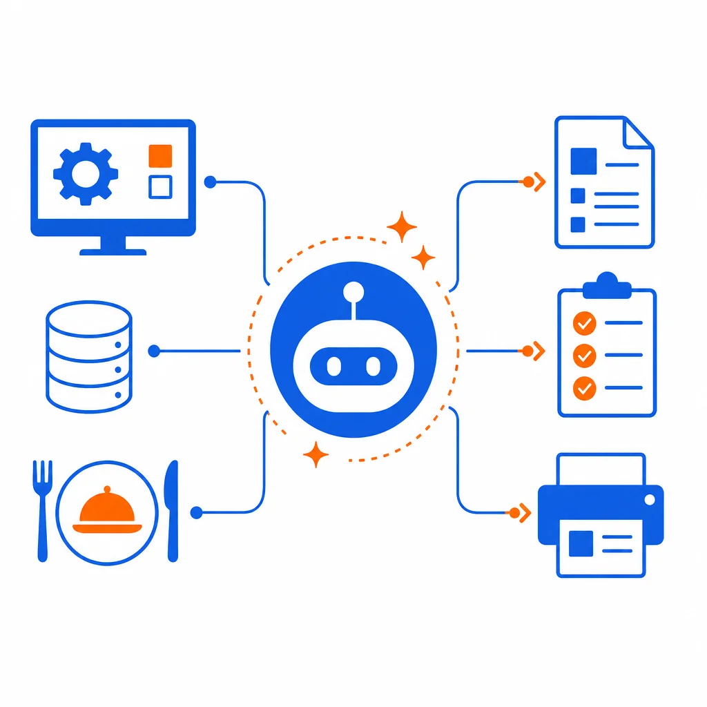 AI interface in a professional kitchen