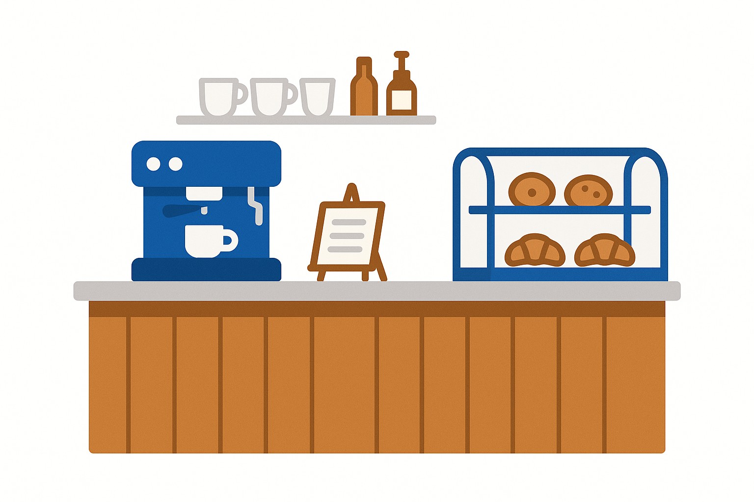 Illustration of a simple recipe card on a screen with a green checkmark, symbolising simplicity for a café or brasserie