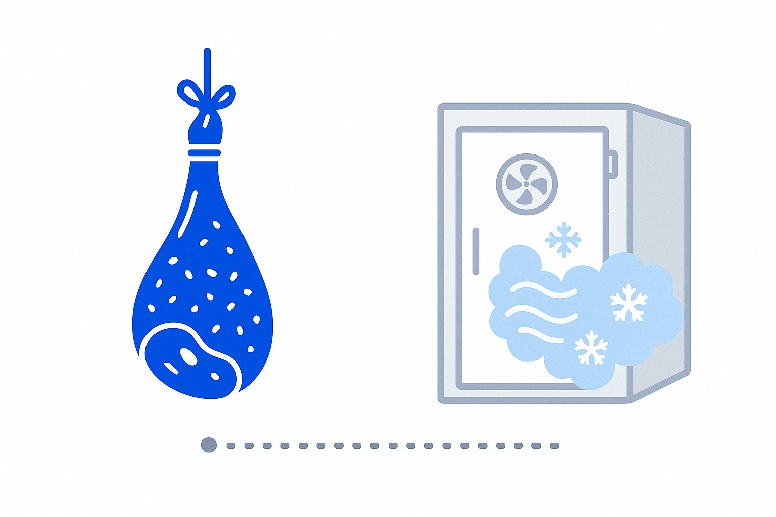 Illustration showing the evolution of food preservation from a salt barrel and smoking rack to a glass canning jar and a modern freezer unit with magnetic field lines