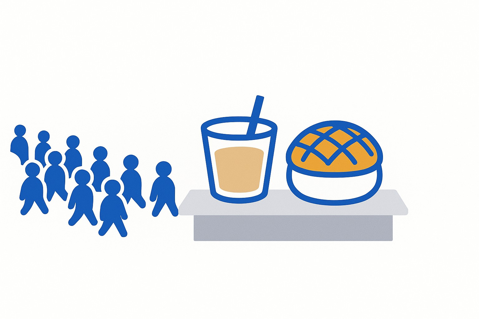 Illustration of a Hong Kong-style milk tea cup beside a pineapple bun, symbolising East-meets-West café fusion