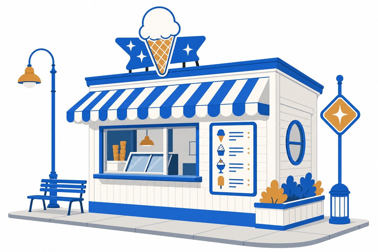 De gevel van een kleine ijssalon in jaren-70-stijl, het soort zaak waaruit Jollibee ontstond voordat het overstapte op warme gerechten
