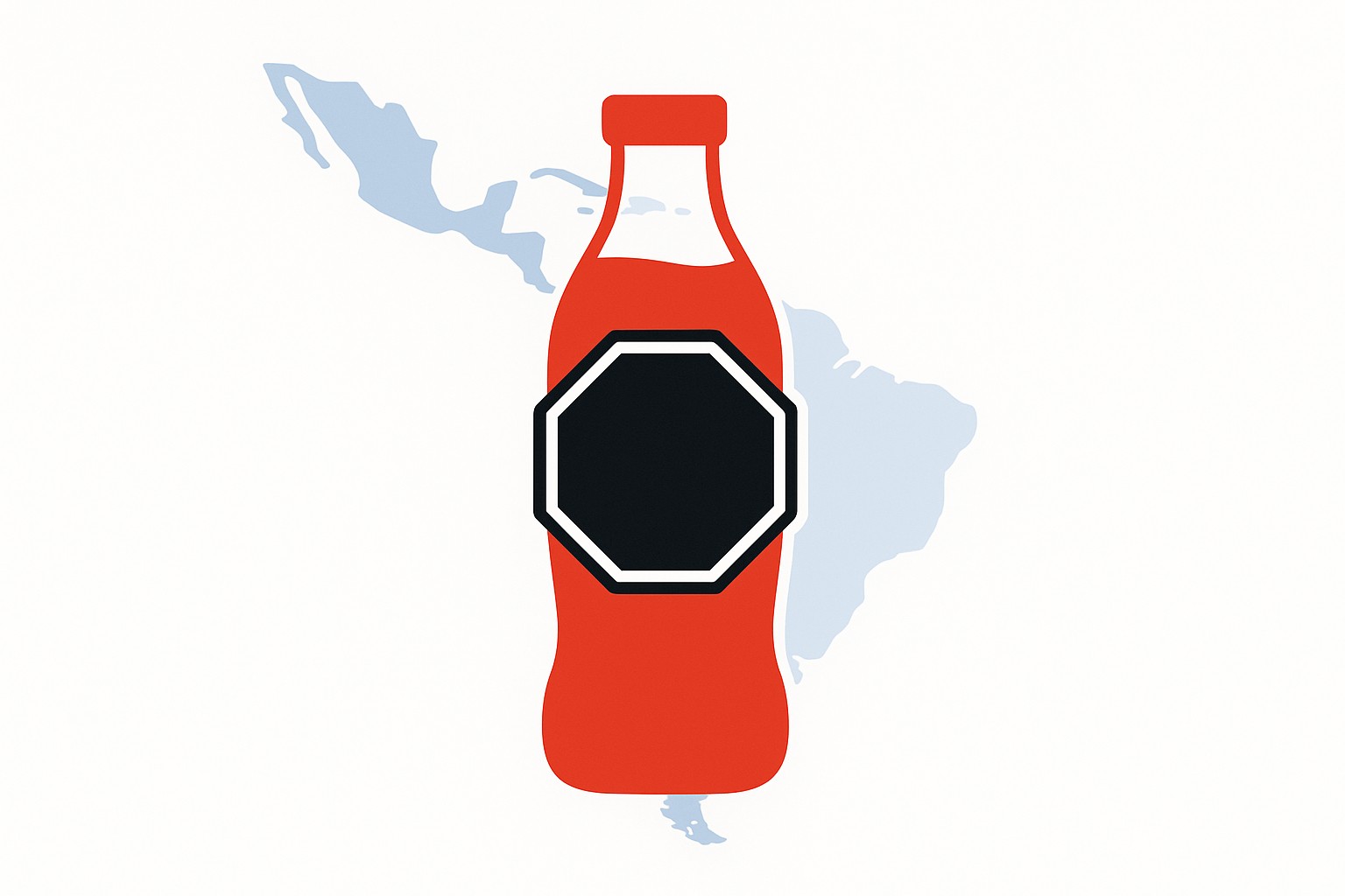 Black octagonal warning seals for high sugar, saturated fat and sodium on a product package