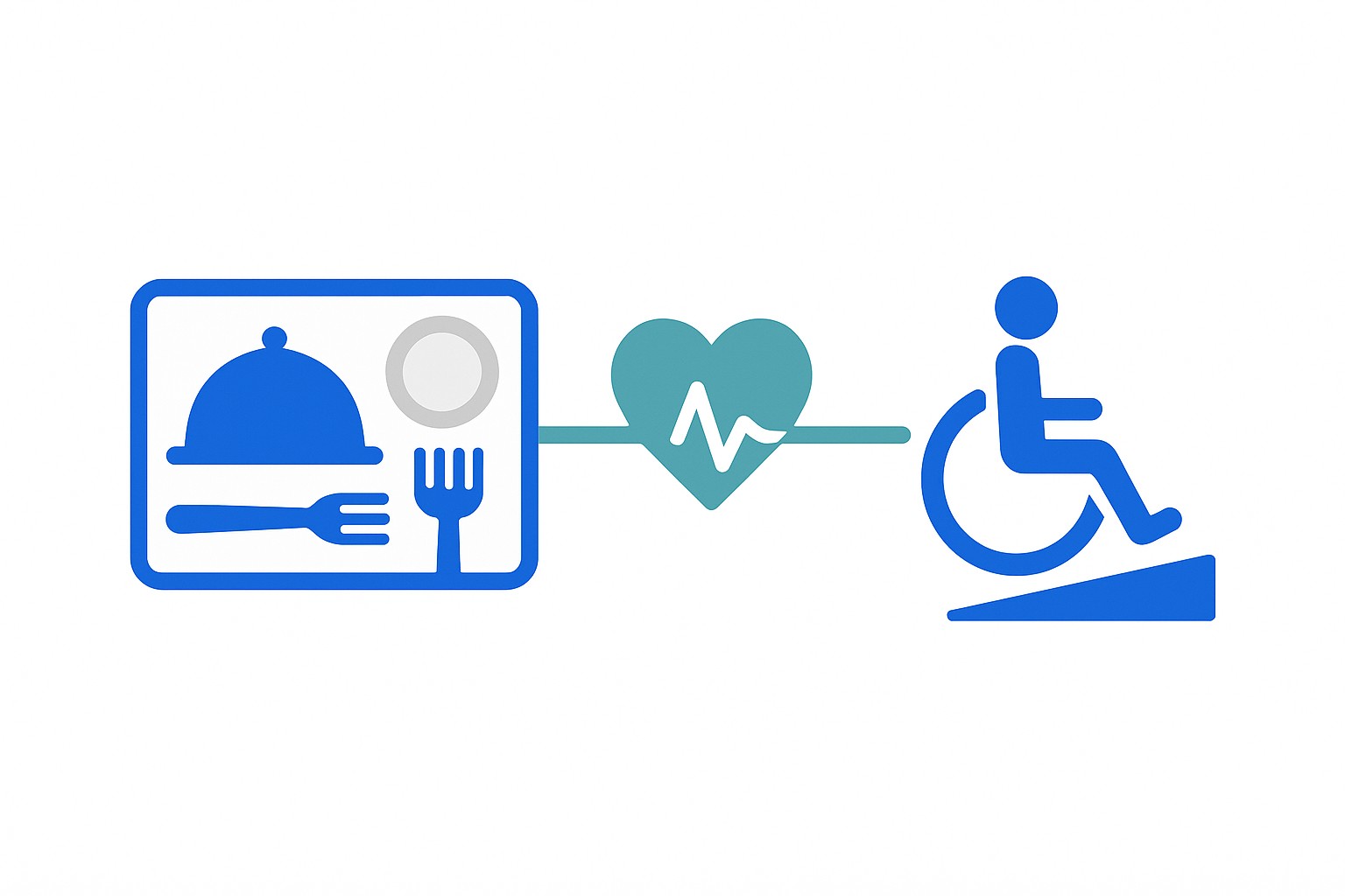 SVG illustration of a rehabilitation center dietitian reviewing a personalized meal plan on a digital screen, with nutrient charts and patient dietary profiles in the background