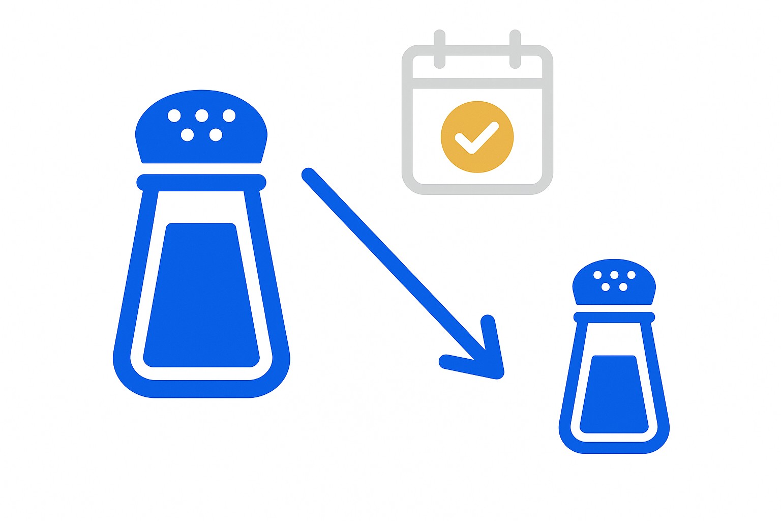 Illustration of a chef reviewing a digital nutrition dashboard showing sodium levels across recipes, with compliance checkmarks and a deadline calendar in the background
