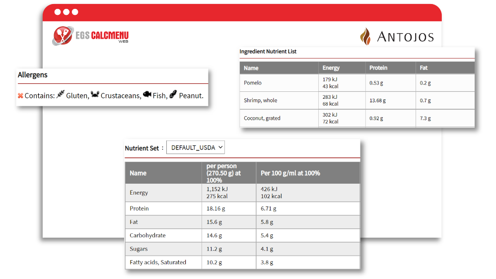 Allergen and nutrition traceability, automatic