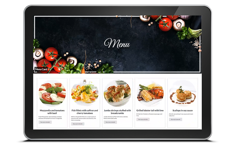 Meal ordering, on a tablet