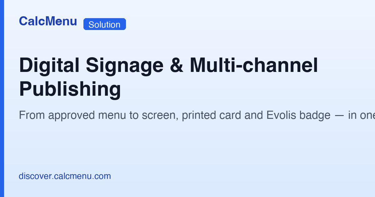 Digital menu display for restaurant & hotel | CalcMenu